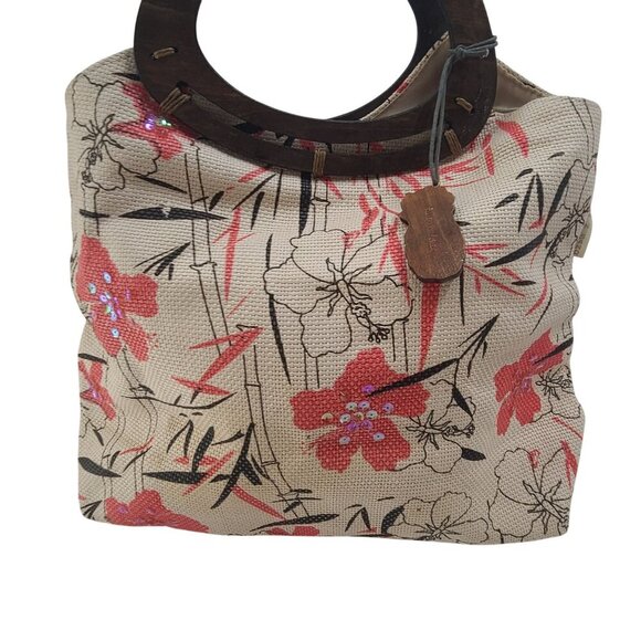 Sun N' Sand Women's Handbag Floral Cream  Pink One Size Woodhandel - Picture 2 of 10